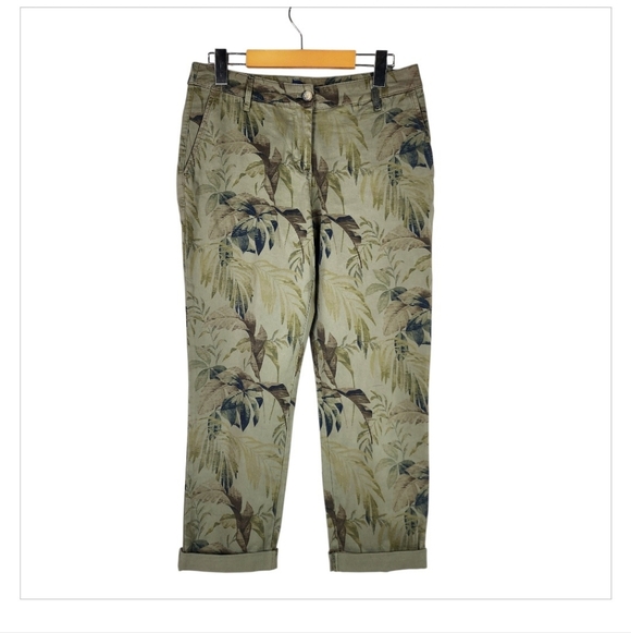 Tommy Bahama Don't Leaf Me Now Boracay Slim Boyfriend Pants Olive Size 4 - Picture 2 of 16